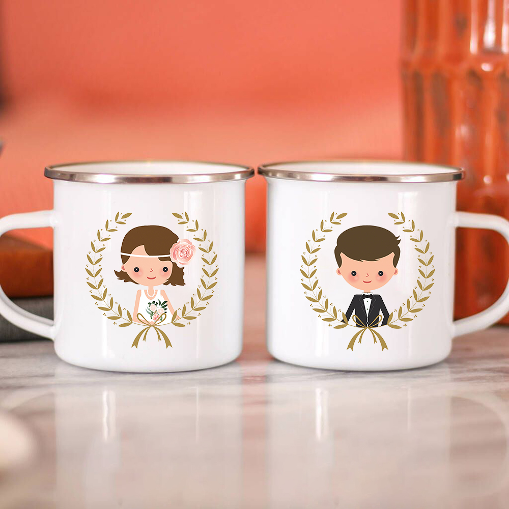 Wine Beer Coffee Drink - 신부 신랑 크리에이티브 에나멜 커피 머그잔,