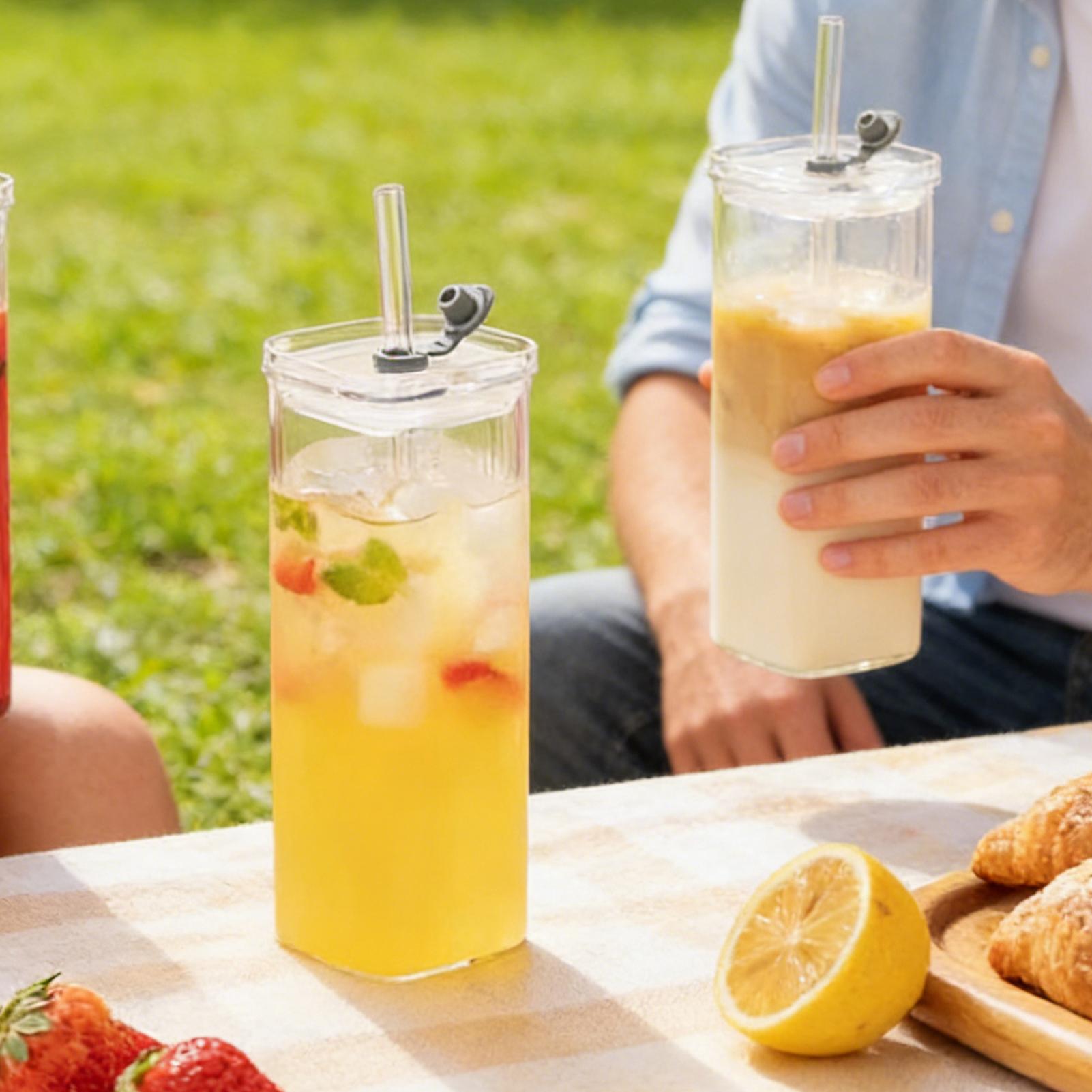 뚜껑이 있는 투명한 유리잔, 흘림 방지 사각 유리잔,  - Wine Beer Coffee Drink 리뷰 및 가격