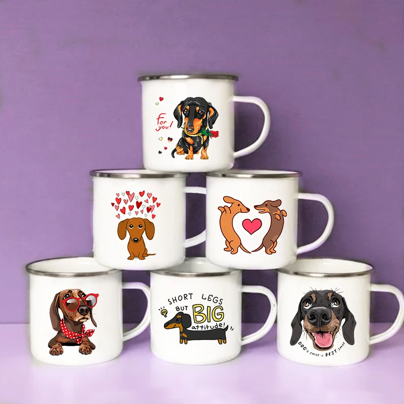 재미 있은 닥스 훈트 인쇄 크리 에이 티브 에나멜 머그 - Wine Beer Coffee Drink 리뷰 및 가격