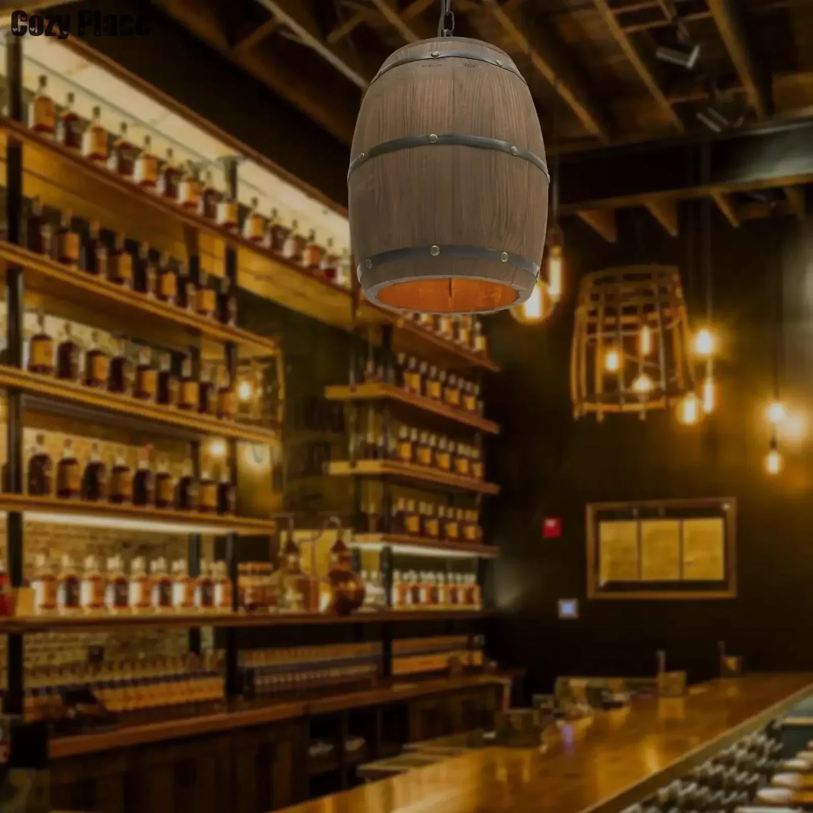 소박한 빈티지 샹들리에 나무 펜던트 조명 와인 배럴 행 - Wine & Beer Unlimited Spirits 리뷰 및 가격